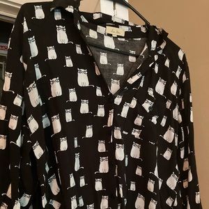 Cats with glasses button up
